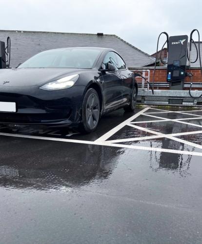 Tesla charging at Zest Frenchgate shopping centre