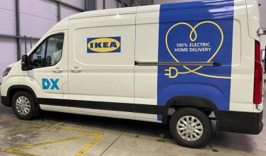 Electric van with IKEA and DX branding